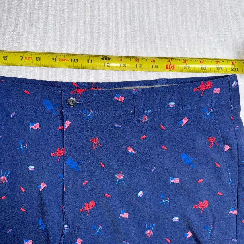 Pro Tour Mens 40 BBQ American Flag Patriotic Summer Performance Shorts Navy Blue